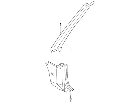1987 Nissan Pulsar NX Interior Trim - Pillars, Rocker & Floor GARNISH Windshield Pillar LH Diagram for 76912-80M00