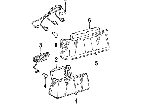 1985 Toyota Corolla Tail Lamps Lens Diagram for 81561-1A240