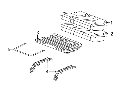 2008 Pontiac Torrent Rear Seat Components Pad, Rear Seat Cushion Diagram for 89041882