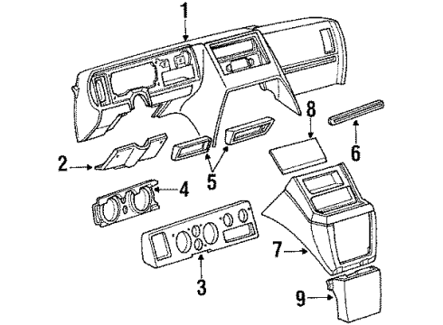 1995 GMC P3500 Instrument Panel Plate-Instrument Panel Switch Trim *Black Diagram for 15979137