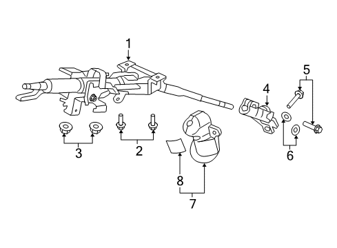 2008 Honda Fit Steering Column & Wheel, Steering Gear & Linkage Cover, Steering Joint Diagram for 53320-SLN-A01