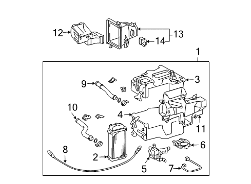 2002 Toyota Tacoma Heater Core & Control Valve Servo Diagram for 87106-04030