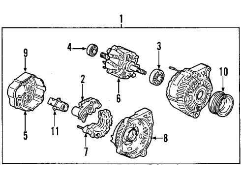 2009 Honda S2000 Alternator Regulator Assembly Diagram for 31150-PZX-003
