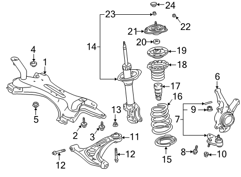 Diagram for 2002 Toyota Prius Front Suspension Components, Lower Control Arm, Stabilizer Bar 
