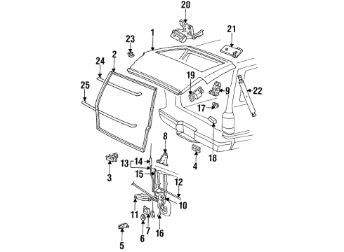 1994 Ford Explorer Lift Gate & Hardware, Exterior Trim Latch Diagram for F57Z-7843150-AA