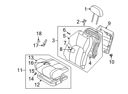 2004 Chrysler Sebring Front Seat Components Front Seat Cushion Assembly Diagram for MN121327YA