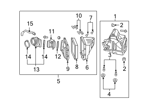2005 Pontiac Grand Prix Air Intake Outlet Duct Diagram for 15219032