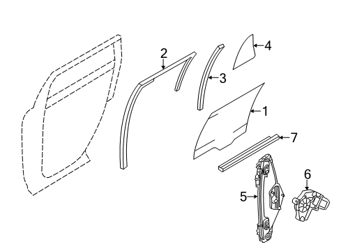 2009 Ford Edge Rear Door Window Guide Diagram for 8T4Z-7825796-A