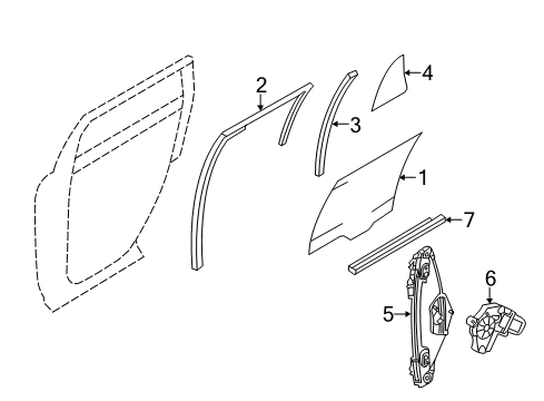 2009 Ford Edge Rear Door Run Channel Diagram for 7T4Z-7825766-B