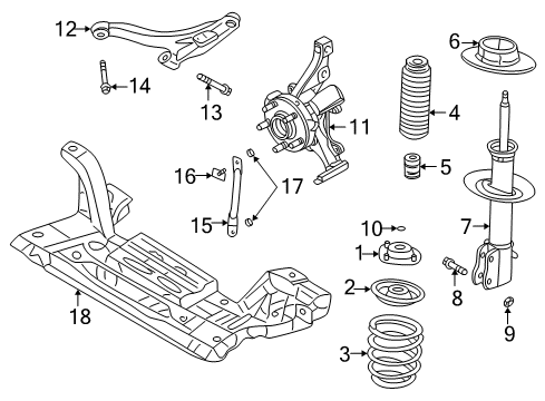 2001 Dodge Neon Front Suspension Components, Lower Control Arm, Stabilizer Bar Seat-Suspension STRUT Diagram for 5272227
