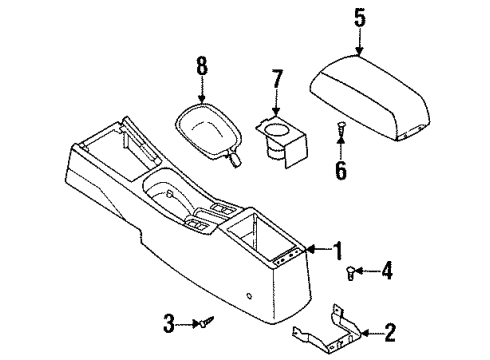 2001 Infiniti G20 Rear Console Console Box Lid Diagram for 96920-7J103