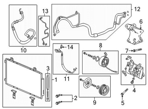 2021 Acura TLX A/C Condenser, Compressor & Lines Motor, Cooling Fan Diagram for 38616-6A0-A02