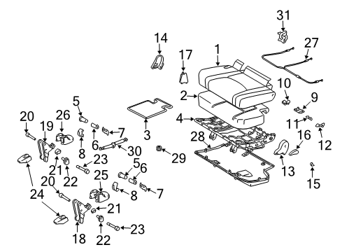 2009 Lexus GX470 Second Row Seats Pad, Rear Seat Cushion, LH Diagram for 71504-60030