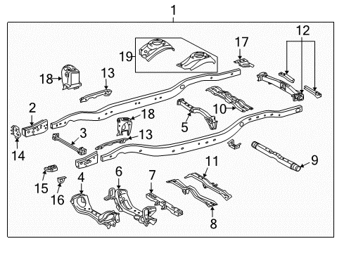 2020 Lexus LX570 Frame & Components Member Sub-Assy, Fuel Tank Support Diagram for 51039-60010