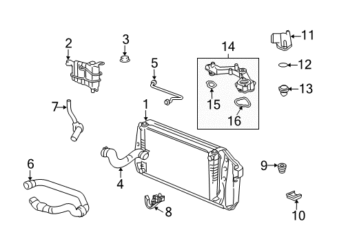 2008 Ford Expedition Radiator & Components Return Hose Diagram for JL1Z-8075-A