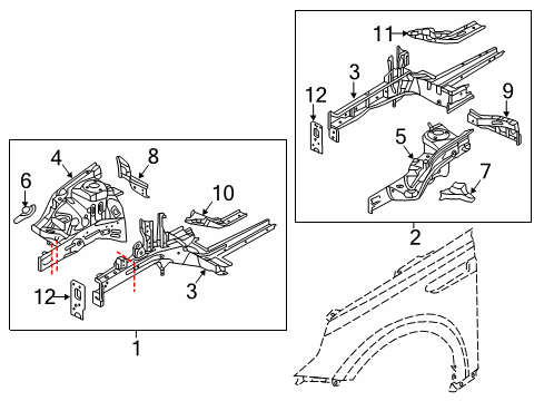 2018 Kia Optima Structural Components & Rails Bracket Assembly-Fender Diagram for 64527D4000