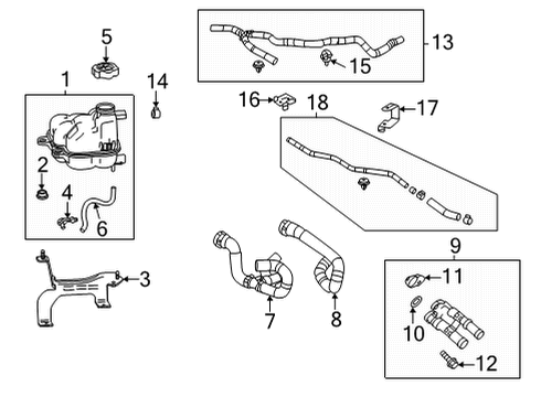 2022 Cadillac CT4 Coolant Reservoir Inlet Hose Clamp Diagram for 19356358