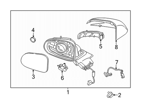 2021 Hyundai Santa Fe Lane Departure Warning Rear View Mirror Scalp, Left, Exterior Diagram for 87616-S2000