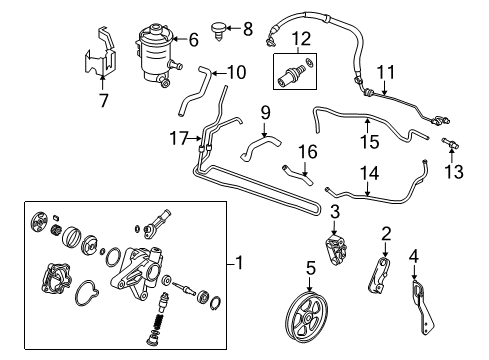 2011 Honda Accord Crosstour P/S Pump & Hoses, Steering Gear & Linkage Hose, Power Steering Feed Diagram for 53713-TP6-A01