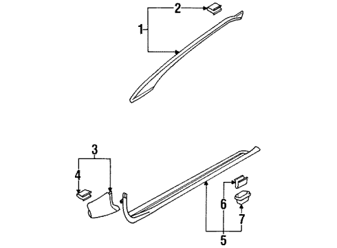 2000 Chrysler Sebring Interior Trim - Pillars, Rocker & Floor Molding A Pillar Diagram for MR712930