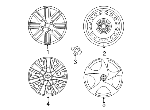 2015 Scion iQ Wheels, Covers & Trim Wheel Covers Diagram for PT280-74102