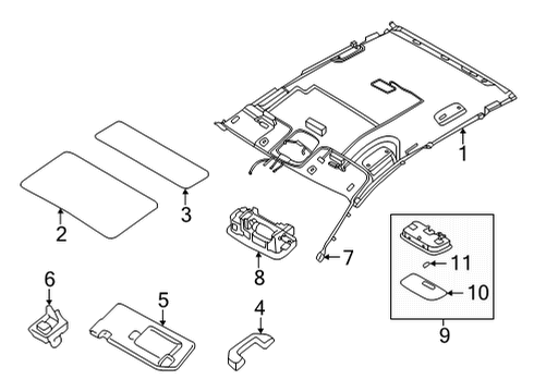 2022 Hyundai Santa Cruz Interior Trim - Roof LAMP ASSY-ROOM Diagram for 92850-J9000-NNB