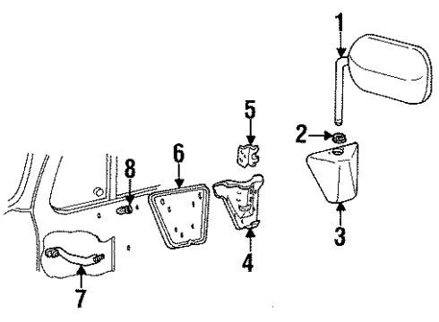 1990 GMC V3500 Outside Mirrors Clamp-Outside Rear View Mirror Diagram for 14007430
