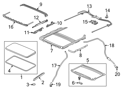 2015 Acura RDX Sunroof Sunshade Assembly (Sandstorm) Diagram for 70600-TX4-A01ZA