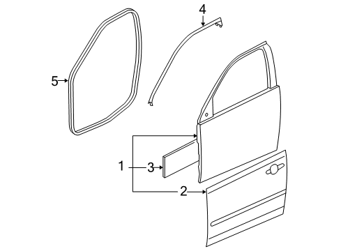 2005 Chevrolet Malibu Front Door Weatherstrip Asm-Front Side Door *Neutral L Diagram for 15878945