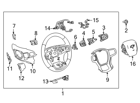 2022 Chevrolet Blazer Steering Wheel & Trim Trim Cover Diagram for 84905551