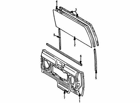1989 Toyota 4Runner Gate & Hardware Run, Back Door Glass Diagram for 68275-89101