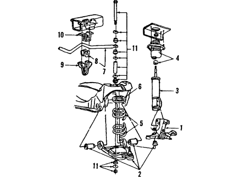 1992 Lincoln Mark VII Front Suspension Components, Lower Control Arm, Ride Control, Stabilizer Bar Stabilizer Bar Link Kit Diagram for E4LY5A486A