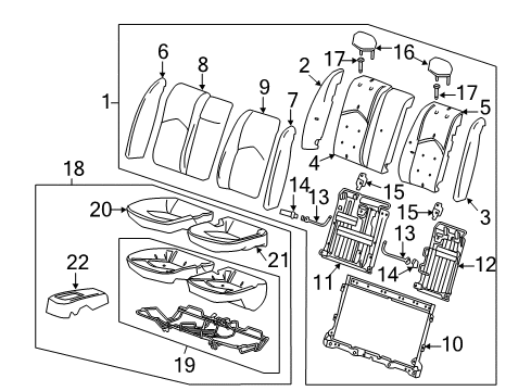 2014 Cadillac CTS Rear Seat Components Pad Asm-Rear Seat Cushion W/Frame Diagram for 20820404