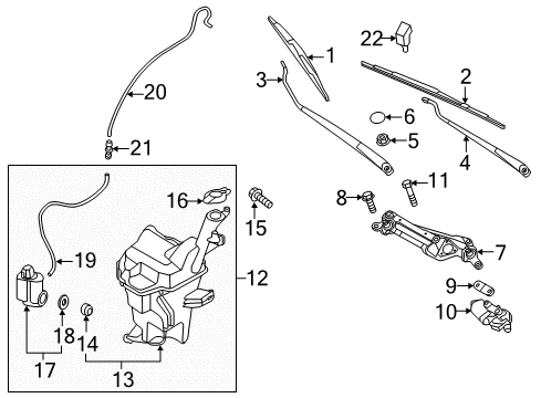 2012 Hyundai Accent Wiper & Washer Components Windshield Wiper Arm Assembly(Passenger) Diagram for 98320-1R000