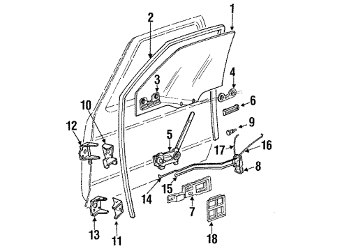 1988 GMC S15 Front Door Hinge Unit-Side Front Door Lower -LH*Body Half* Diagram for 14062401