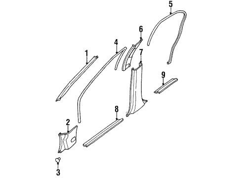 1996 Nissan Sentra Interior Trim - Pillars, Rocker & Floor GARNISH Assembly-Front Pillar, LH Diagram for 76912-F4300