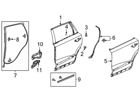 2022 Acura MDX Door & Components Seal A, Rear Diagram for 72861-TYA-A01