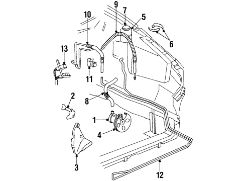 1999 Cadillac Catera P/S Pump & Hoses, Steering Gear & Linkage Hose, P/S Fluid Reservoir *Black Diagram for 90447749