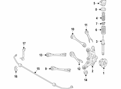 2017 BMW i8 Rear Axle, Upper Control Arm, Ride Control, Stabilizer Bar, Suspension Components Wheel Hub With Bearing Diagram for 31206874443