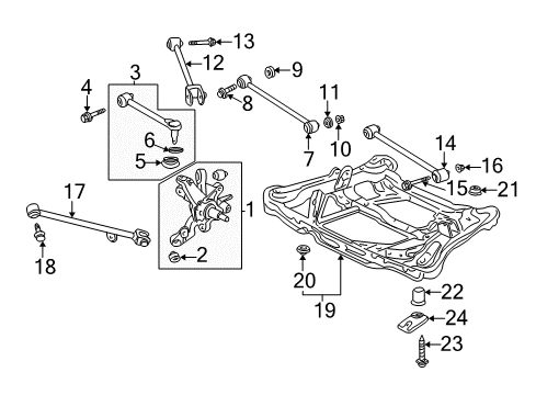 1999 Acura TL Rear Suspension Components, Lower Control Arm, Upper Control Arm, Stabilizer Bar Arm, Rear Control Diagram for 52360-S0K-A02