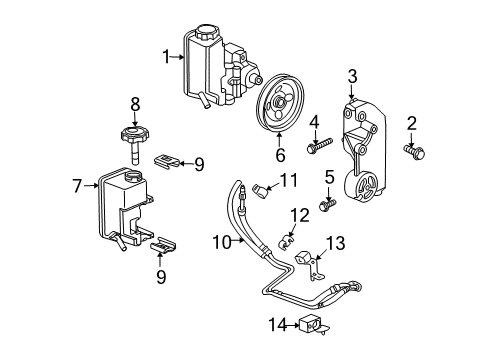 2009 Hummer H3 P/S Pump & Hoses, Steering Gear & Linkage Hose & Tube Assembly Holder Diagram for 94252455