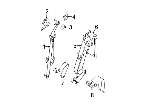 2005 Nissan Frontier Seat Belt Rear Seat Buckle Belt Assembly Diagram for 88843-EB070