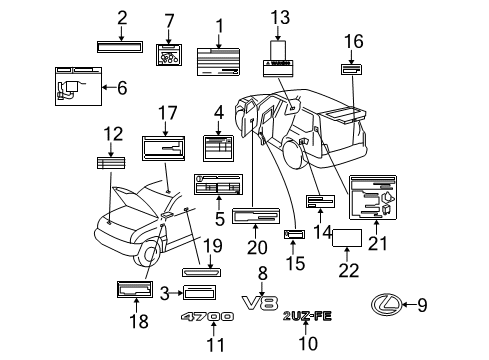 2004 Lexus LX470 Information Labels Caution Label Diagram for 42661-60190