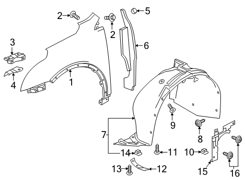 2017 Cadillac XT5 Fender & Components Fender Liner Diagram for 84182807