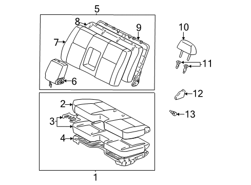 2002 Toyota Tundra Front Seat Components Pad, Front Seat Cushion Diagram for 71051-0C020