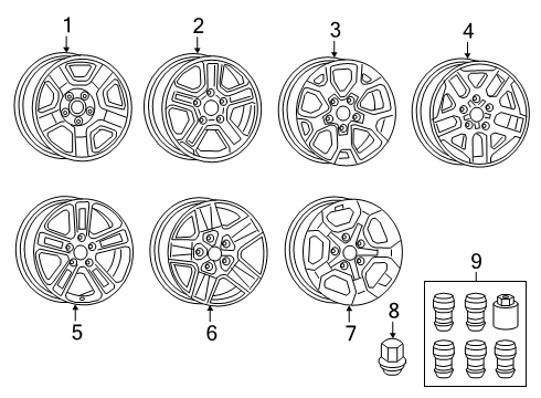 2021 Jeep Gladiator Wheels Aluminum Wheel Diagram for 6KC881XFAA