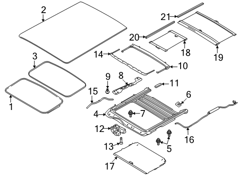 2010 Ford Flex Sunroof Drip Channel Diagram for 7F9Z-7454022-A