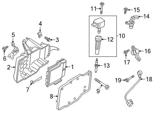 2019 Ford Transit Connect Ignition System Belt Cover Bolt Diagram for -W500310-S437