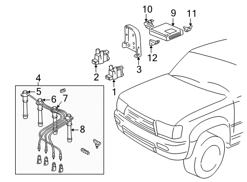 1999 Toyota 4Runner Ignition System Ecm Ecu Engine Control Module Diagram for 89661-3D640