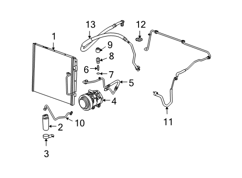 2010 Chevrolet Colorado A/C Condenser, Compressor & Lines Rear AC Tube Diagram for 19257630